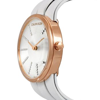 Đồng Hồ Nữ Calvin Klein CK Quartz Crystal Silver Dial Ladies Watch K2R2STLX Màu Trắng
