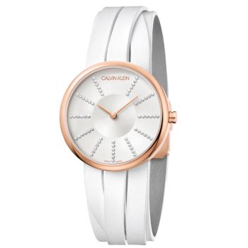 Đồng Hồ Nữ Calvin Klein CK Quartz Crystal Silver Dial Ladies Watch K2R2STLX Màu Trắng