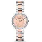 Đồng Hồ Nữ Fossil Virginia Dây Thép Không Gỉ ES3405 Màu Bạc Phối Vàng Hồng