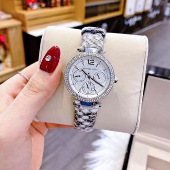 Đồng Hồ Nữ Michael Kors MK2567 Watch Strap Grey Leather Màu Xám Bạc