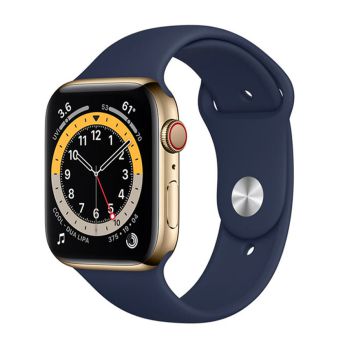Đồng Hồ Thông Minh Apple Watch S6 LTE 40mm Viền Thép Dây Silicone Màu Xanh Dương