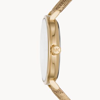 Đồng Hồ Nữ Michael Kors Addyson Three-Hand Metallic Gold PVC Watch MK2952 Màu Vàng