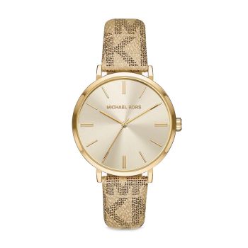 Đồng Hồ Nữ Michael Kors Addyson Three-Hand Metallic Gold PVC Watch MK2952 Màu Vàng