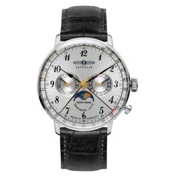 Đồng Hồ Nam Zeppelin LZ 129 Hindenburg Moondphase 70361 Màu Đen Bạc