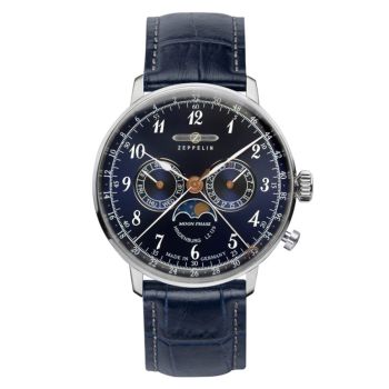 Đồng Hồ Nam Zeppelin LZ 129 Hindenburg Moondphase 70363 Màu Xanh Bạc