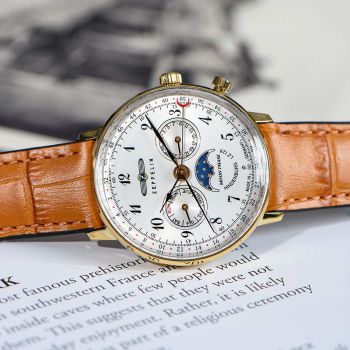 Đồng Hồ Nam Zeppelin LZ 129 Hindenburg Moonphase 70391 Màu Vàng Đồng