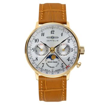Đồng Hồ Nam Zeppelin LZ 129 Hindenburg Moonphase 70391 Màu Vàng Đồng