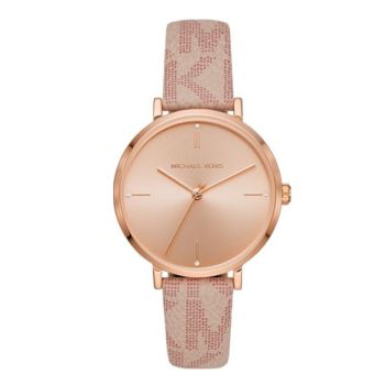 Đồng Hồ Nữ Michael Kors Jayne Rose Gold-Tone And Logo Watch MK7130 Màu Hồng