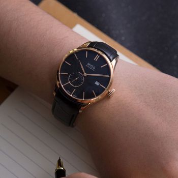 Đồng Hồ Nam Mido Belluna Ii Automatic M024.428.36.051.00 Case Rose Gold Màu Đen Phối Vàng Hồng