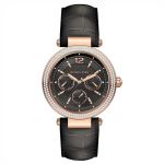 Đồng Hồ Nữ Michael Kors MK2547 Watch Strap Black Leather Màu Đen Phối Vàng Hồng