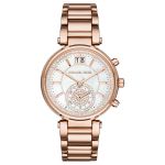 Đồng Hồ Nữ Michael Kors Sawyer Rose Gold Watch MK6282 39mm Màu Trắng Phối Vàng Hồng