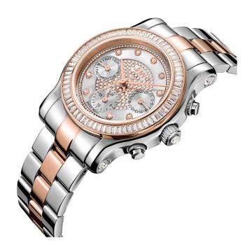 Đồng Hồ Nữ JBW Laurel Silver Multi-Function Diamond Dial Two-Tone Ladies Watch J6330D Màu Bạc Phối Vàng Hồng