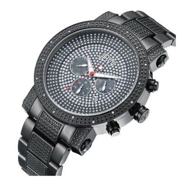 Đồng Hồ Nam JBW Victor Black Crystal Embedded Chronograph Dial Watch JB-8102-G Màu Đen