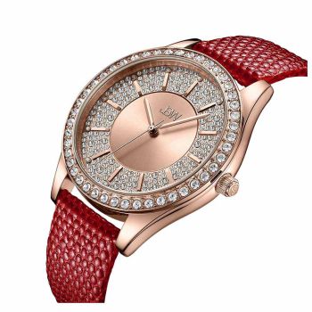 Đồng Hồ Nữ JBW J6367 10F Mặt Vàng Hồng Dây Đỏ