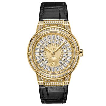 Đồng Hồ Nữ JBW J6384A Gold Crystal Black Leather Ladies Watch Màu Vàng Trắng