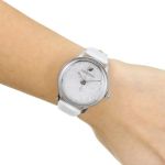 Đồng Hồ Nữ Swarovski Crystalline Silver Tone White Leather Watch 5295383 Màu Trắng