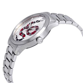 Đồng Hồ Unisex Gucci G-Timeless Silver Dial with Snake Motif Stainless Steel  Watch  YA1264076 Màu Bạc