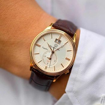 Đồng Hồ Nam Olympia Star OPA580501-03MR-GL-T Màu Nâu Trắng