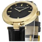 Đồng Hồ Nữ Versace New Lady Gold Plated Black Dial Leather Strap Women's Watch VE2J00421 Màu Vàng Đen