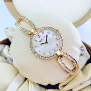 Đồng Hồ Nữ Bulova 98L225 Quartz Màu Trắng/Vàng