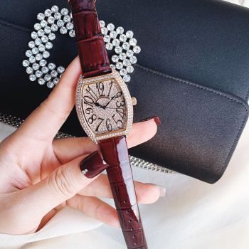 Đồng Hồ Nữ Christian Van Sant Elegant Quartz Rose Gold Dial Ladies Watch CV4822 Màu Đỏ Mận