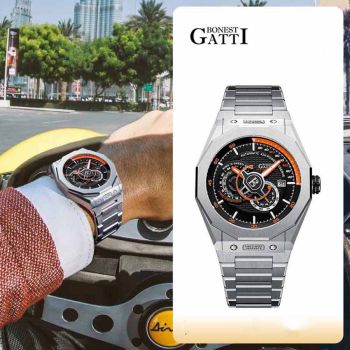 Đồng Hồ Nam Bonest Gatti King Speed B586012S Màu Bạc - Cam