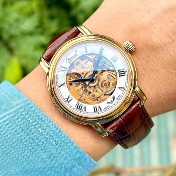 Đồng Hồ Nam Ogival OG358.615AGR-GL-X Cá Nhảy Dây Da