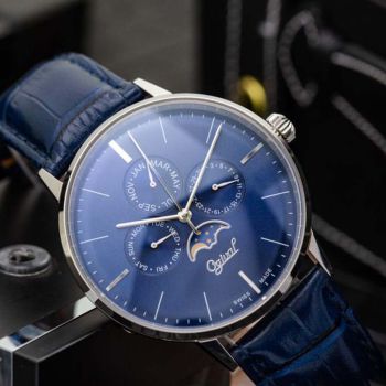 Đồng Hồ Nam Ogival OG1930-6MS-GL-X Moon Pharse Màu Xanh Blue