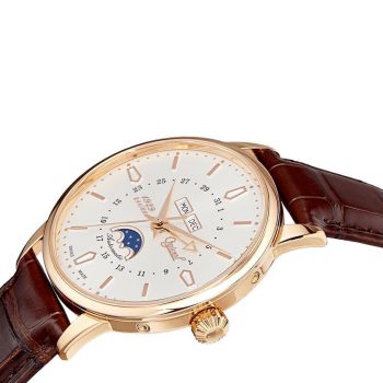 Đồng Hồ Nam Ogival OG1929-90AGR-GL Dây Da Màu Trắng Vàng