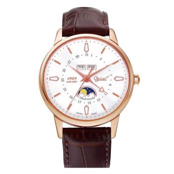 Đồng Hồ Nam Ogival OG1929-90AGR-GL Dây Da Màu Trắng Vàng