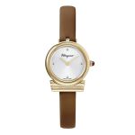 Đồng Hồ Nữ Salvatore Ferragamo Gancini Slim Watch Màu Nâu Trắng