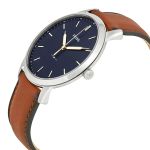 Đồng Hồ Nam Fossil Minimalist Blue Dial Brown Leather Men's Watch FS5304 Màu Nâu Mặt Xanh