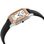 Đồng Hồ Unisex Cartier Santos-Dumont Quartz Silver Dial Watch W2SA0012 Màu Đen Mặt Bạc