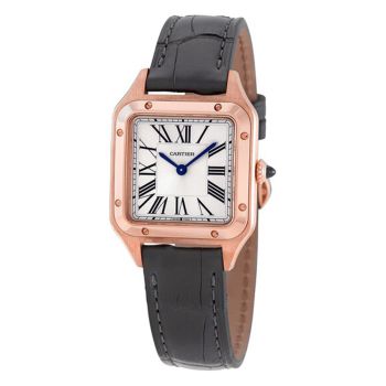 Đồng Hồ Nữ Cartier Santos-Dumont Silver Dial 18kt Rose Gold Ladies Watch WGSA0022 Màu Vàng Hồng