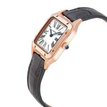 Đồng Hồ Nữ Cartier Santos-Dumont Silver Dial 18kt Rose Gold Ladies Watch WGSA0022 Màu Vàng Hồng