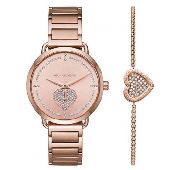 Đồng Hồ Michael Kors MK Portia Rose Gold-Tone Watch 37mm Màu Vàng Hồng