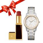 Combo Đồng Hồ Nữ Citizen Eco-Drive FE1226-82A Và Son Tom Ford Lip Color Màu 27 Đỏ Gạch