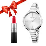Combo Đồng Hồ Nữ Calvin Klein CK K4U23126 Và Son MAC 811 Red Màu Đỏ Thuần Satin
