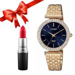 Combo Đồng Hồ Citizen ER0213-57L Cho Nữ Và Son MAC 811 Red Màu Đỏ Thuần Satin
