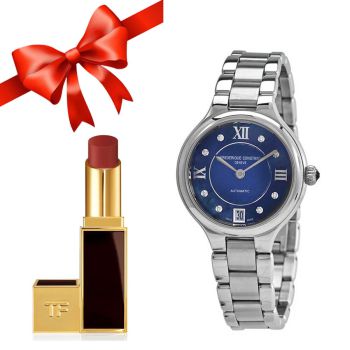 Combo Đồng Hồ Frederique Constant FC-306NHD3ER6B và Son Tom Ford Lip Color Màu 27 Đỏ Gạch