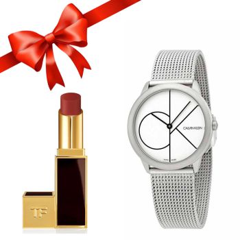 Combo Đồng Hồ Calvin Klein CK K3M5215X Và Son Tom Ford Lip Color Màu 27 Đỏ Gạch
