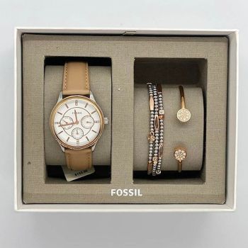 Set Đồng Hồ Và Trang Sức Fossil Modern Sophisticate Multifunction Tan Leather BQ3417