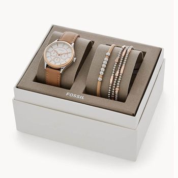 Set Đồng Hồ Và Trang Sức Fossil Modern Sophisticate Multifunction Tan Leather BQ3417