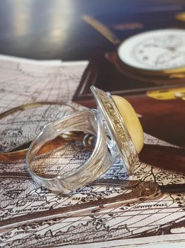 Nhẫn đá Hổ phách - Bạc nguyên chất 925 có triện