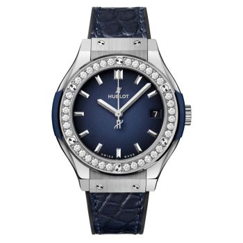 Đồng Hồ Nữ Hublot Classic Fusion Titanium Deep Blue Diamonds 581.NX.6670.LR.1104.JPN19 33mm