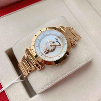 Đồng Hồ Nữ Salvatore Ferragamo Minuetto SFQ400118 Mặt Tròn Dây Kim Loại Màu Vàng