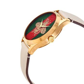 Đồng Hồ Nữ Gucci G-Timeless Quartz Green And Reb Web Nylon Dial Watch Phối Màu