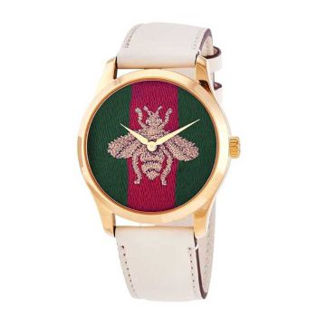 Đồng Hồ Nữ Gucci G-Timeless Quartz Green And Reb Web Nylon Dial Watch Phối Màu