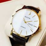 Đồng Hồ Nam Bulova 97C107 Nam Máy Cơ Lịch Ngày 42mm Màu Nâu Mặt Trắng