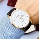 Đồng Hồ Nam Bulova 97C107 Nam Máy Cơ Lịch Ngày 42mm Màu Nâu Mặt Trắng